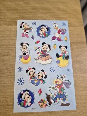 Disney Holiday Sticker Sheet - Light Blue with Multicolor Characters